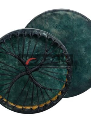 ARAW American Shamanic Native Drum Bison Natural Hide, Mulberry Wood Frame, Marble Green Color