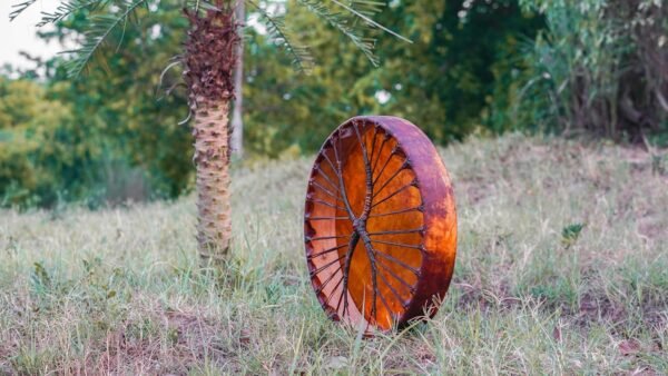 ARAW Native American Style Shaman Drum, Handcrafted Elk Rawhide, Crossed Lacing Design