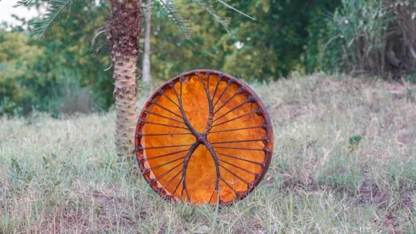 ARAW Native American Style Shaman Drum, Handcrafted Elk Rawhide, Crossed Lacing Design